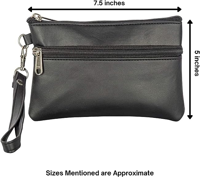 Liberty Leather Wristlet Clutch Zipper Wallet Purse for Women & Girls with Removable Strap | Vegan Leather Makeup Organizer Bag | Small Portable Travel Pouch, Cosmetic Wristlets, Toiletry Bag