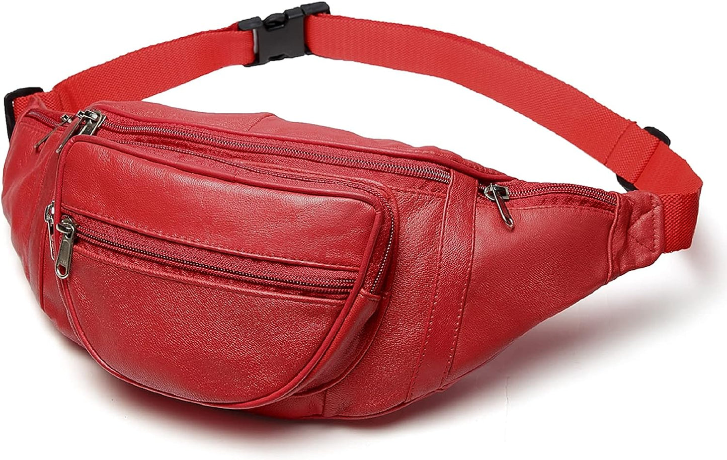Liberty Leather Large Fanny Pack Crossbody Bags for Women Waist Bum Hip Bag for Women Large Belt Bag Cute Fanny Pack for Teen Girls Red