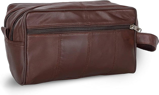 Liberty Leather - Genuine Sheep Nappa Leather Unisex Toiletry Bag for  Travelling | Bathroom Organizer with Multiple Compartments for Men and  Women 