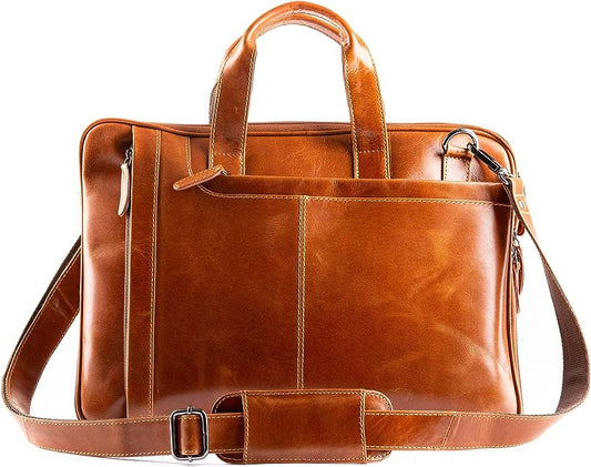 Liberty Leather 15.6” Genuine Leather Laptop Bag Briefcase Messenger bag for Men and Women Business Travel Satchel bag