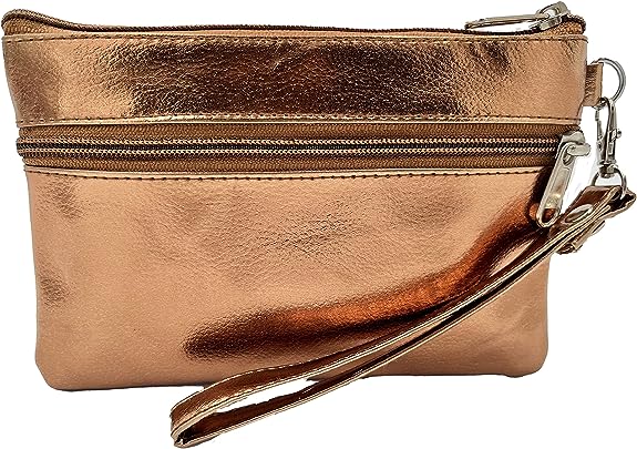 Liberty Leather Wristlet Clutch Zipper Wallet Purse for Women & Girls with Removable Strap | Vegan Leather Makeup Organizer Bag | Small Portable Travel Pouch, Cosmetic Wristlets, Toiletry Bag